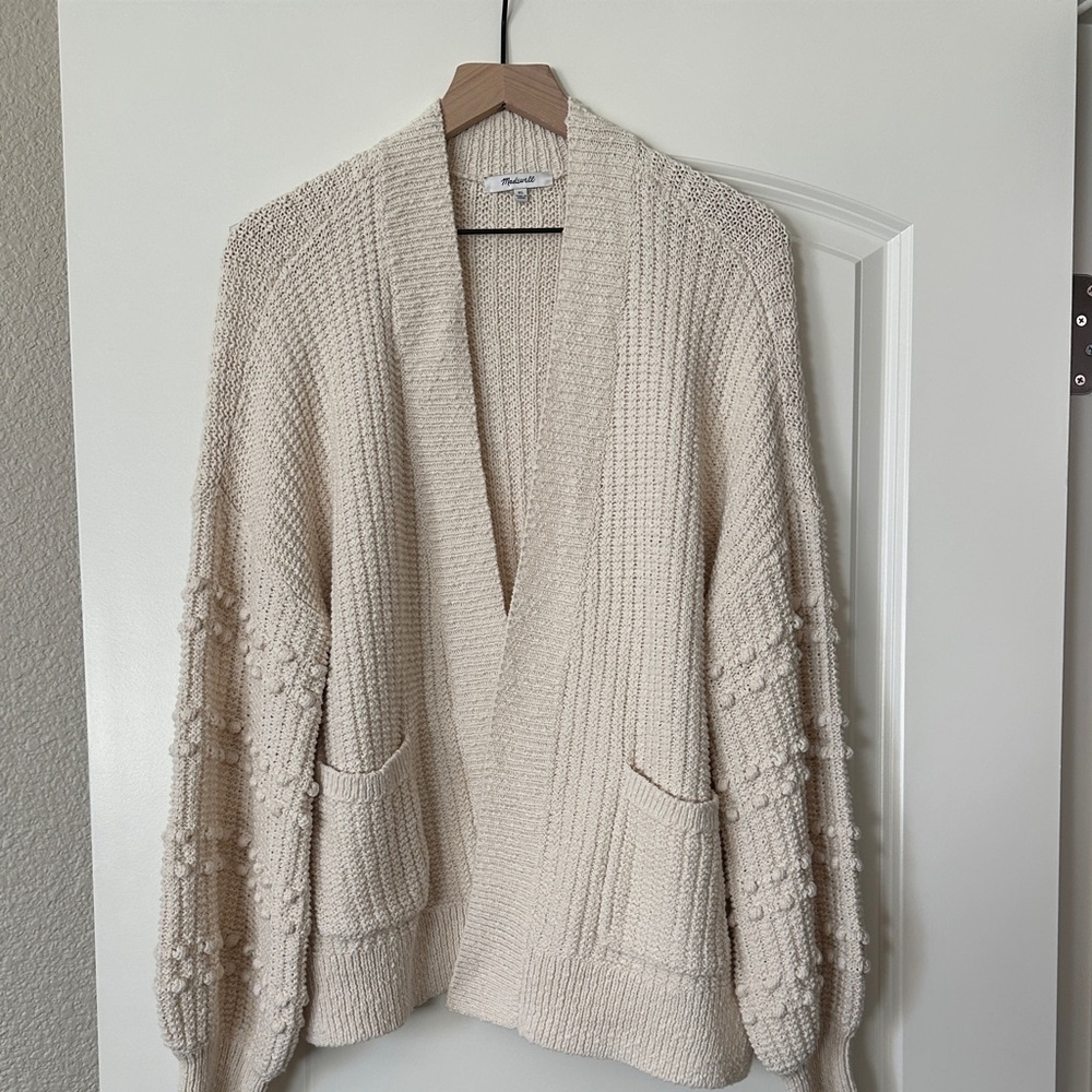 Madewell Cream Textured Knit Cardigan